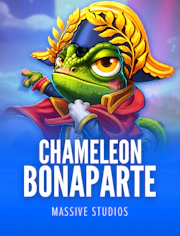 Tarjeta de slot con personaje camaleónico y estilo creativo